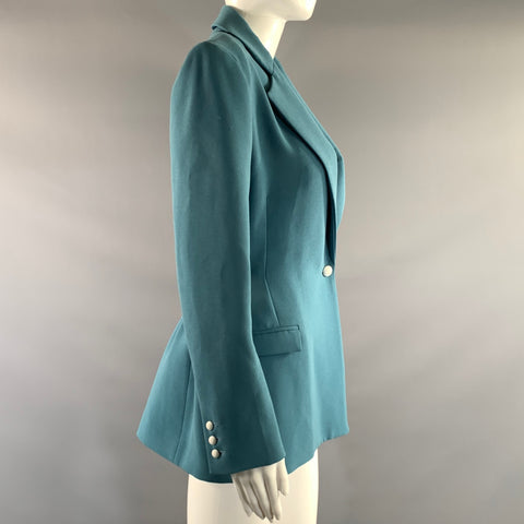 EDELINE LEE Size 8 Blue Polyester Notch Lapel Jacket  Blazer