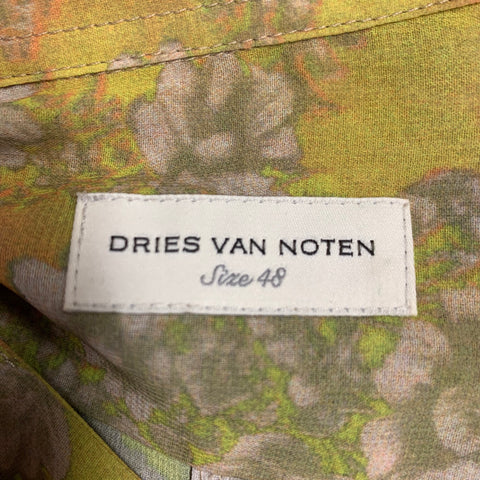 DRIES VAN NOTEN Size 38 Yellow Orange Abstract Floral Short Sleeve Shirt