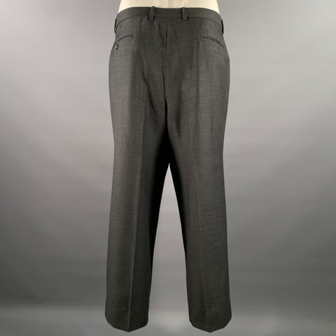 ERMENEGILDO ZEGNA Size 46 Grey Black Nailhead Wool Peak Lapel Suit
