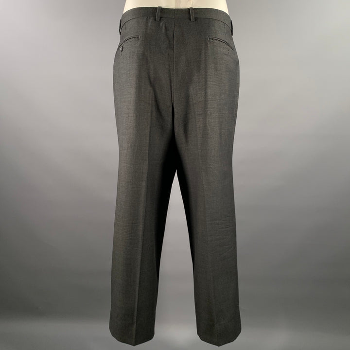 ERMENEGILDO ZEGNA Size 46 Grey Black Nailhead Wool Peak Lapel Suit