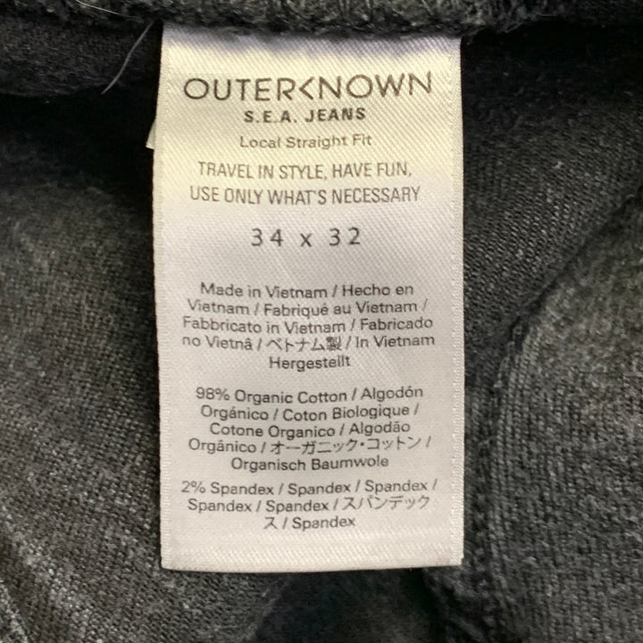 OUTERKNOWN Size 34 Black Twill Cotton Blend Straight Five Pockets Jeans