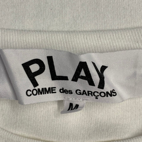 COMME des GARCONS PLAY Size M White Red Heart Applique T-shirt