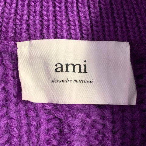 AMI by ALEXANDRE MATTIUSSI Size S Purple Wool Cable Knit Crew Neck Sweater