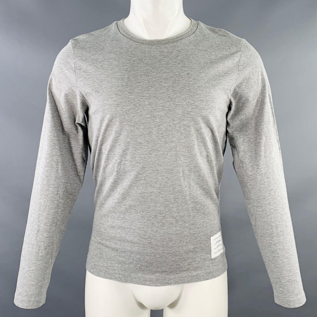 THOM BROWNE Size S Grey Cotton Crew Neck Long Sleeve T-shirt