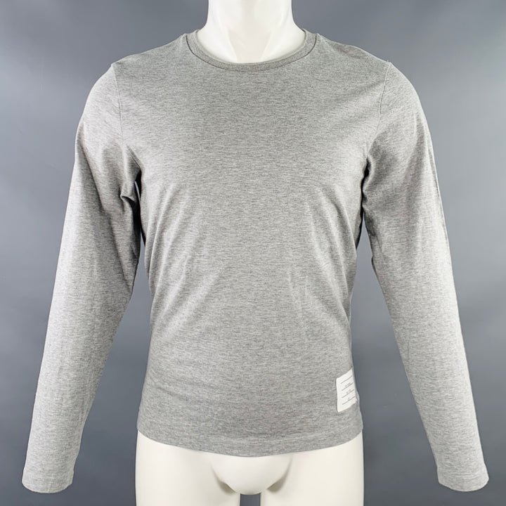 THOM BROWNE Size S Grey Cotton Crew Neck Long Sleeve T-shirt