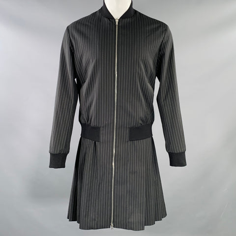 MCQ by ALEXANDER MCQUEEN Size 36 Black White Stripe Zip Up Bomber Coat
