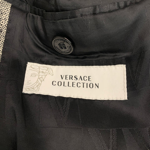 VERSACE COLLECTION Size 44 Heather Grey Black White Wool Sport Coat
