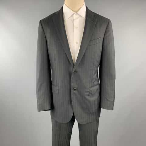 ERMENEGILDO ZEGNA Traje 34 x 30 con solapa de muesca de lana a rayas negras