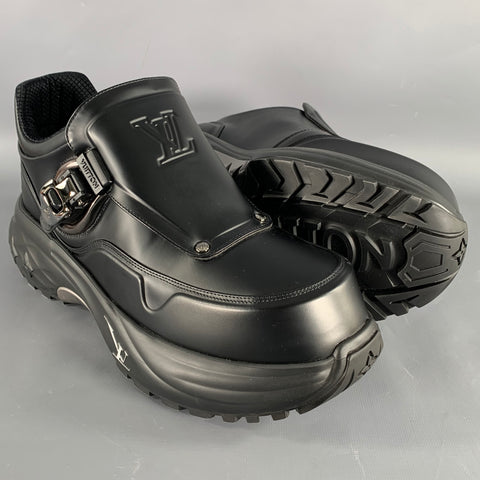 LOUIS VUITTON Size 9 Black Buckle Chunky Sole Sneakers