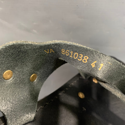 SAINT LAURENT Size 8 Black Gold Leather Strap Sandals