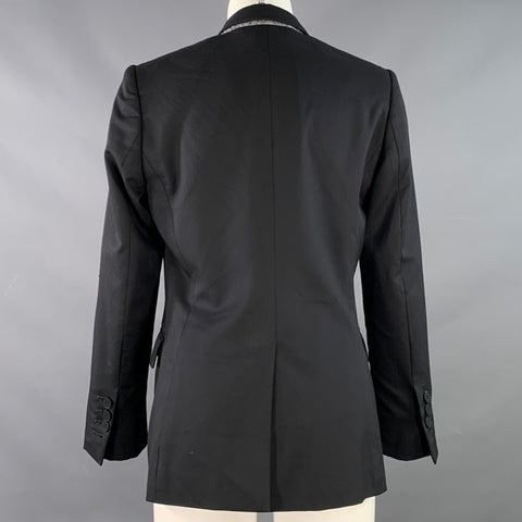 STELLA McCARTNEY Size 4 Black Wool Blend Peak Lapel Single Button Jacket Blazer