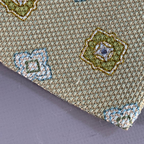 ERMENEGILDO ZEGNA Green Blue White Abstract Floral Silk Tie