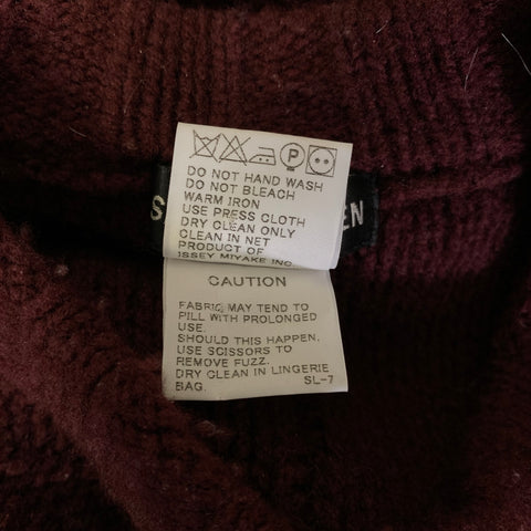 ISSEY MIYAKE MEN Size L Burgundy Squares Wool Pull On Sweater