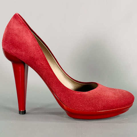 BOTTEGA VENETA Size 6.5 Burgundy Suede Platform Heels Pumps