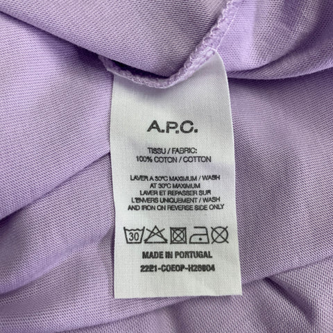 A.P.C. Size L Purple White Cotton Crew Neck T-shirt