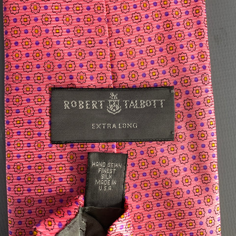 ROBERT TALBOTT Pink Purple & Yellow Floral Silk Tie