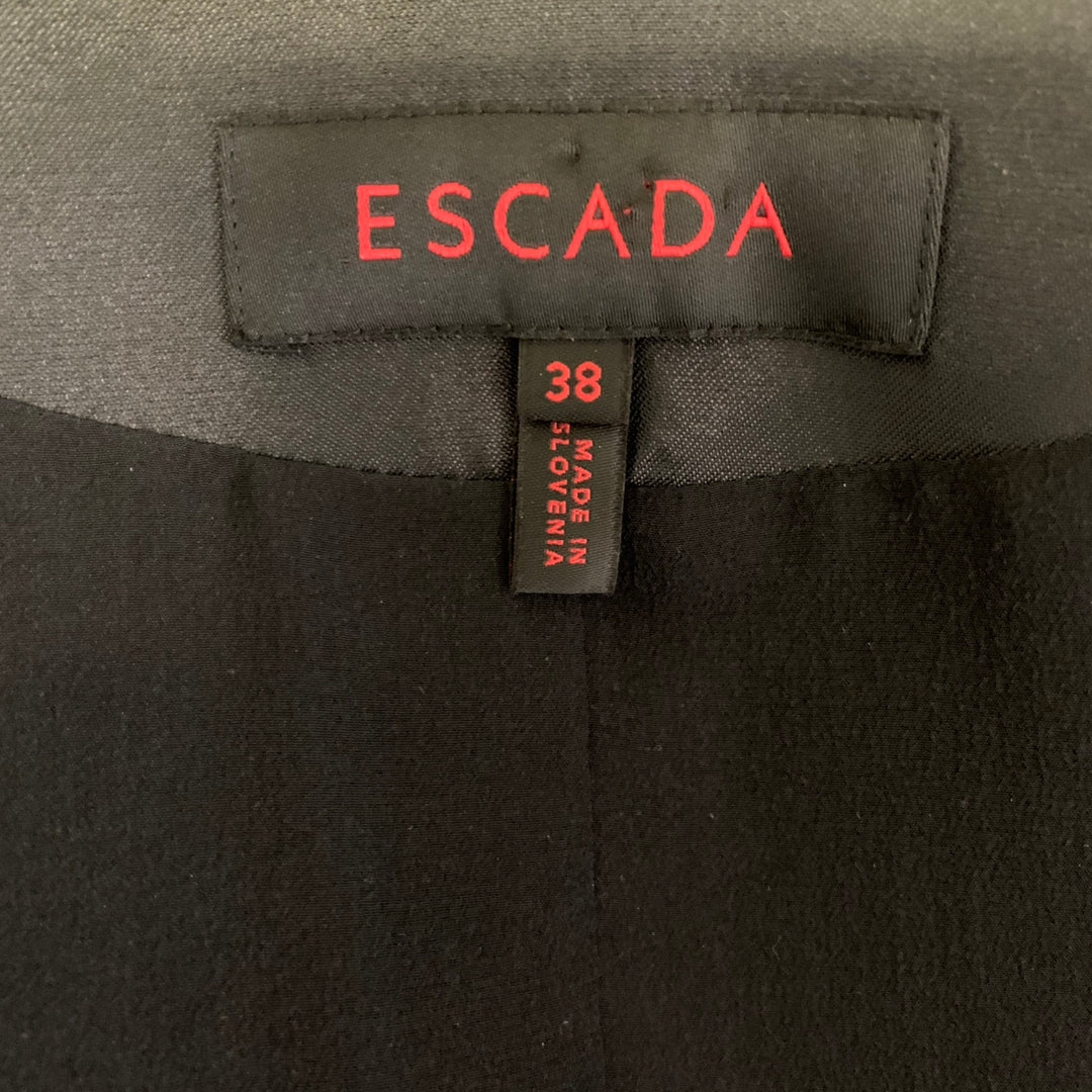 ESCADA Size 4 Black Silver Silk Blend Two Button Jacket