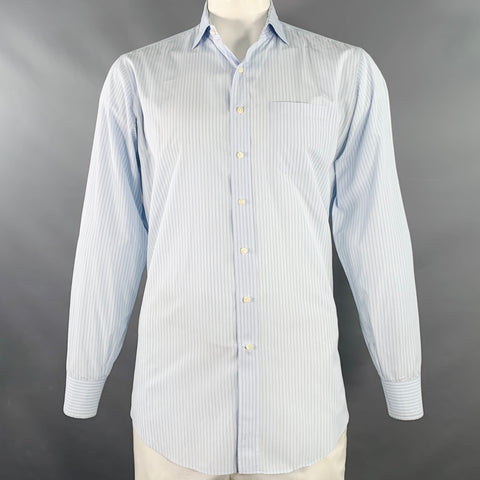SID MASHBURN Size L Blue White Stripe Cotton One Pocket Long Sleeve Shirt