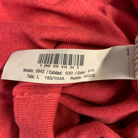 MASSIMO DUTTI Size L Red Cotton Silk Cashmere V-Neck Pullover