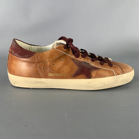 GOLDEN GOOSE Super Star Size 8 Brown Burgundy Leather Sneakers