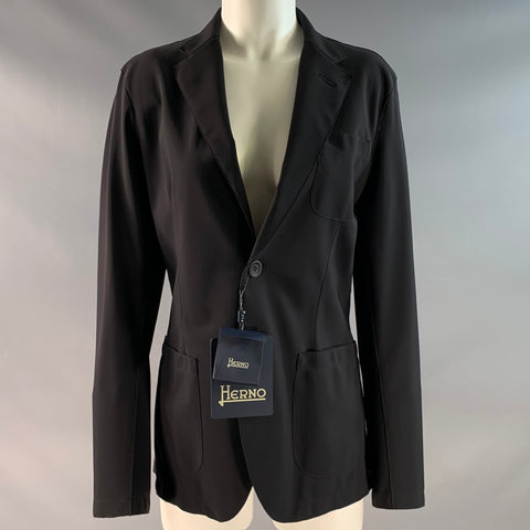 HERNO Size 8 Black Nylon Blend Single breasted Jacket