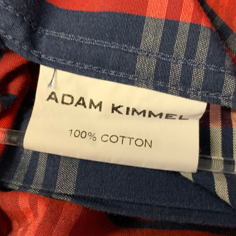 ADAM KIMMEL Size L Red Navy Cream Tartan Cotton Long Sleeve Shirt