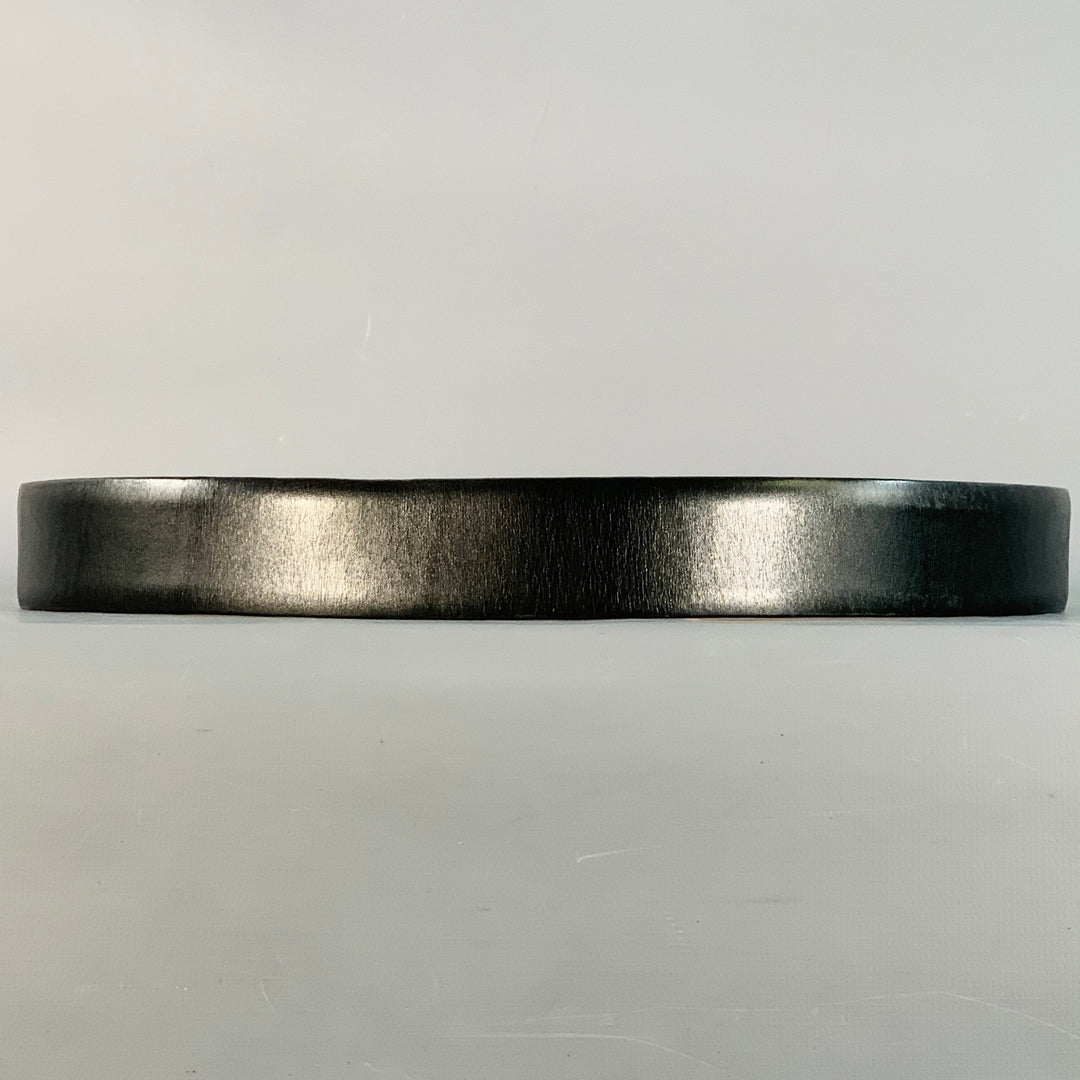 ZILLI Size 40 Black Gold Logo Leather Belt