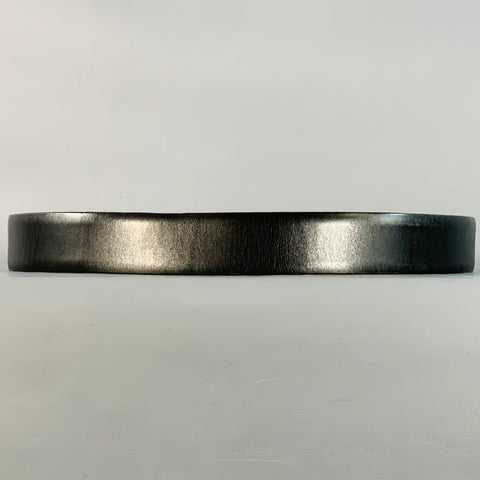 ZILLI Size 40 Black Gold Logo Leather Belt