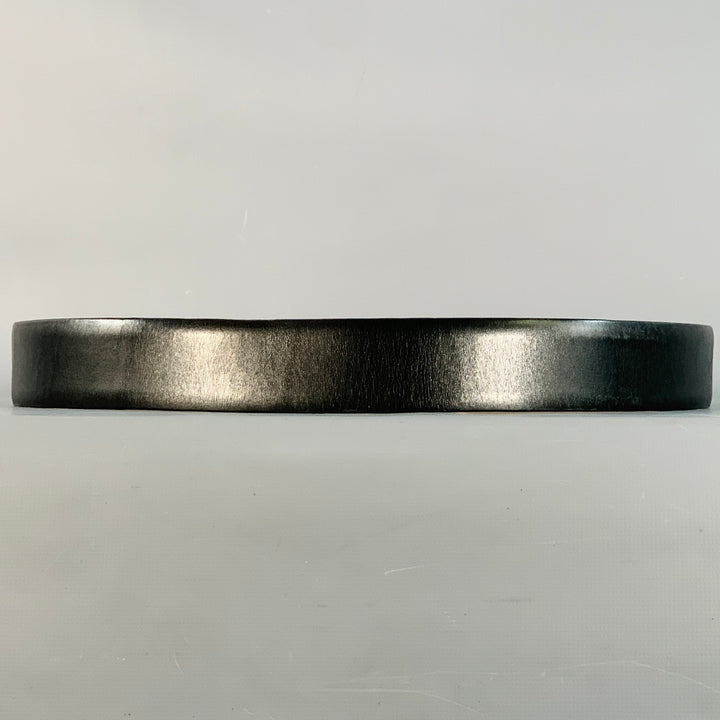 ZILLI Size 40 Black Gold Logo Leather Belt