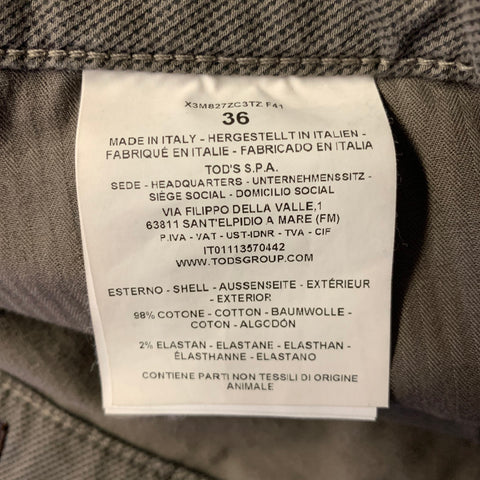 TOD'S Size 36 Grey Cotton Blend Button Fly Casual Pants