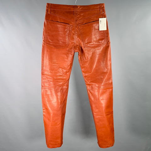 HELMUT LANG Size 33 Orange Rust Sheepskin Leather Five Pockets Casual Pants