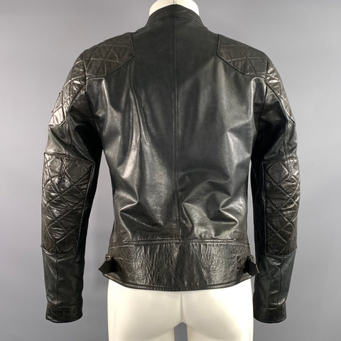 BELSTAFF Size 38 Black Quilted Leather Biker Jacket