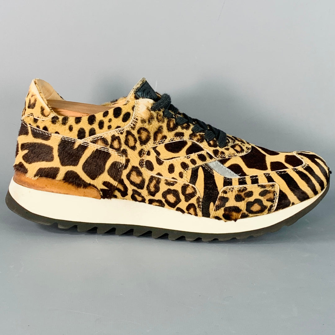 GREATS Size 10 Tan Brown Animal Print Pony Hair Low Top Sneakers