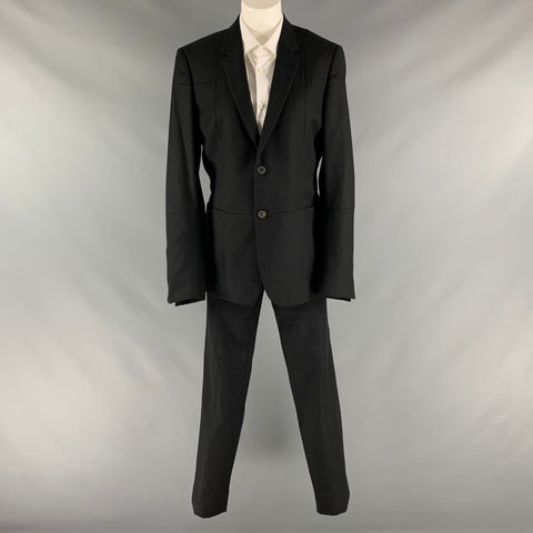 JIL SANDER Taille 38 Costume noir en laine patchwork à un bouton