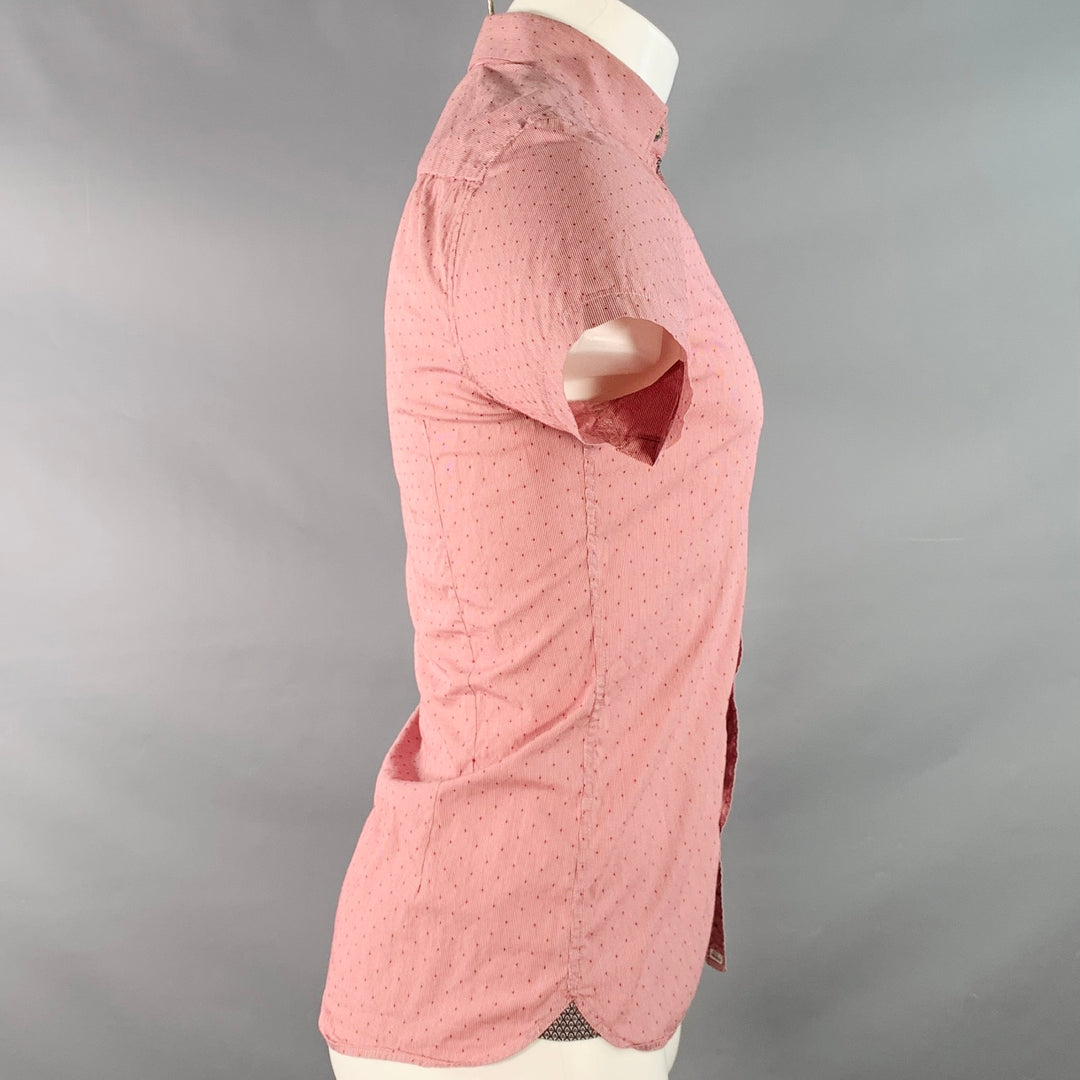 TED BAKER Size XS Bwenno Red White Dots Cotton Blend One pocket Short Sleeve Shirt