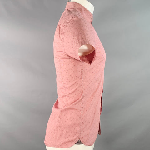 TED BAKER Size XS Bwenno Red White Dots Cotton Blend One pocket Short Sleeve Shirt