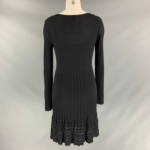 M MISSONI Size 8 Black Wool Blend Knit A-Line Dress