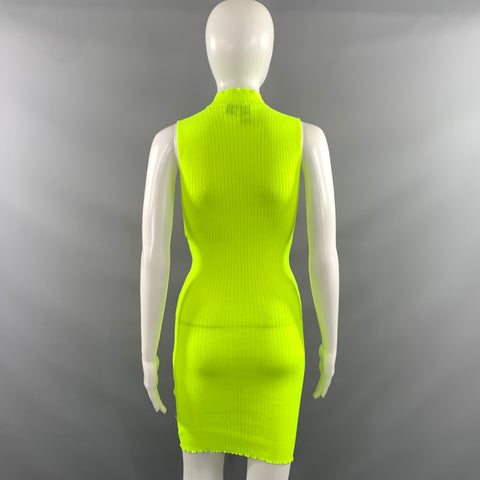 MSGM Size S Green Neon Knit Bodycon Dress