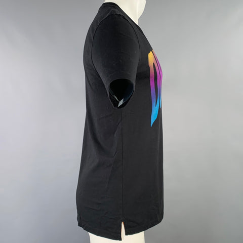 PAUL SMITH Size S Black Purple Print Cotton Short Sleeve T-shirt