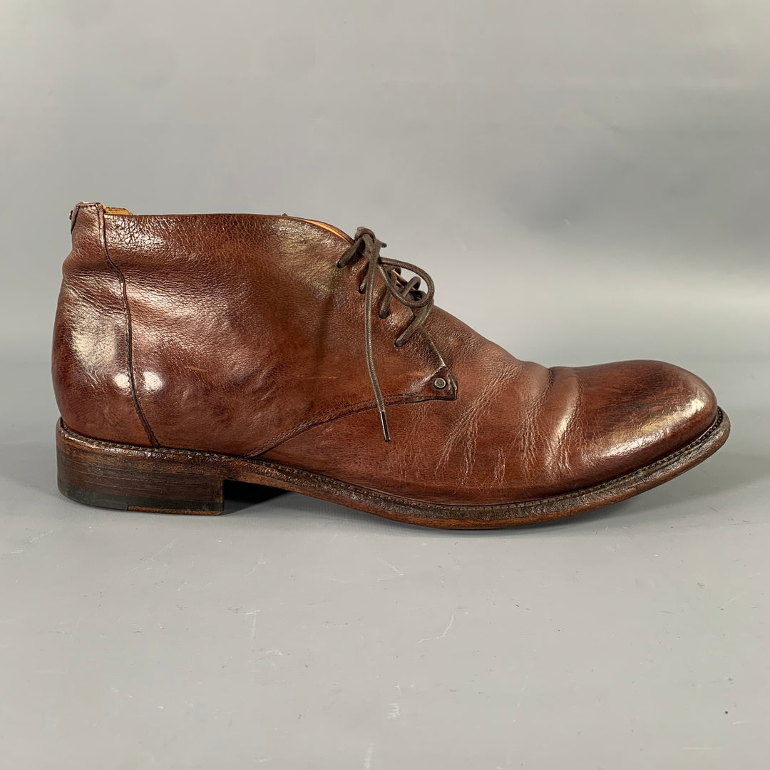 UNTAMED STREET Size 12 Brown Distressed Leather Lace Up Boots