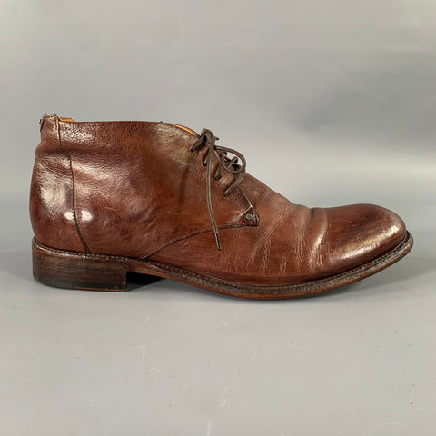 UNTAMED STREET Size 12 Brown Distressed Leather Lace Up Boots
