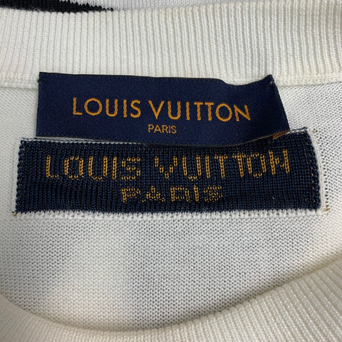 LOUIS VUITTON Size L FW21 -End Goal- White Black Cotton LV Crew Neck T-shirt