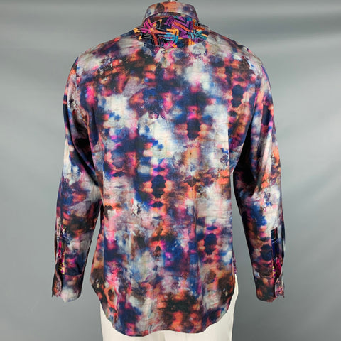 ROBERT GRAHAM Size L Limited Edition Multi Color Print Cotton Long Sleeve Shirt