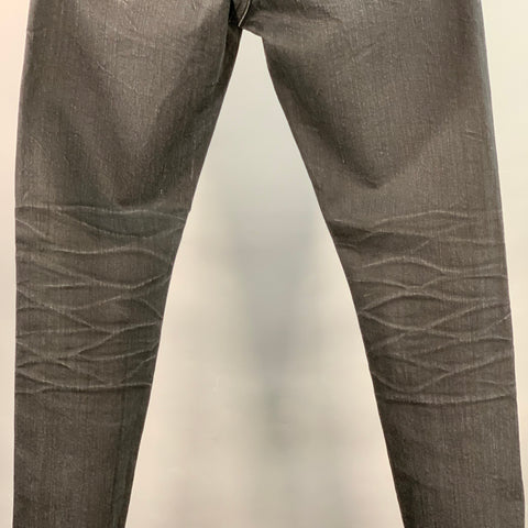 TOM FORD Size 30 Black Cotton Blend Slim Straight Button Fly Selvedge Jeans
