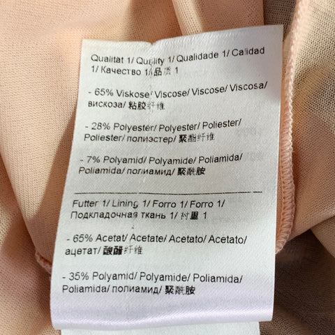 ESCADA Taille L Noir Nude Mélange Viscose Rayures Texturées Manches 3/4 Col Rond Top Décontracté