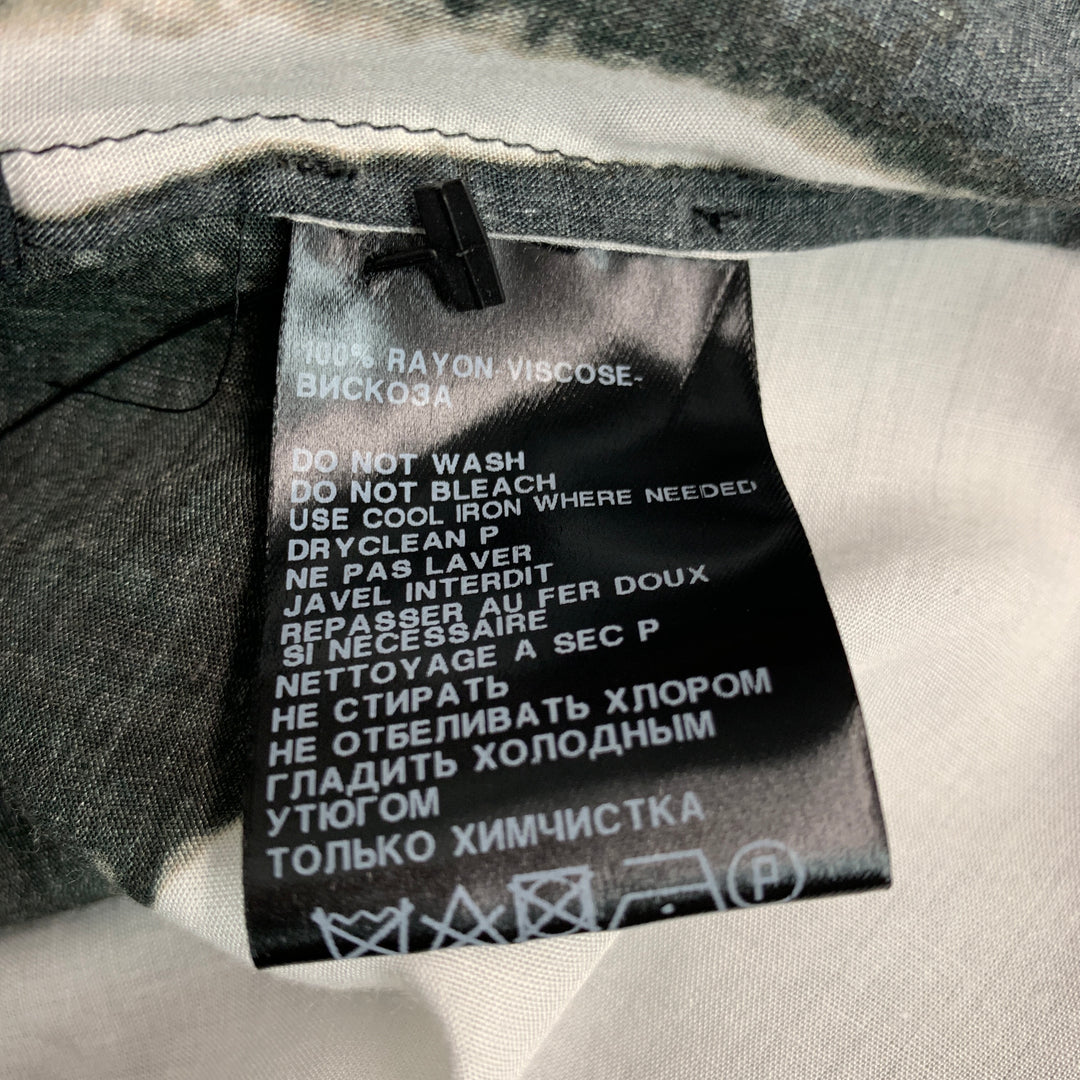 ANN DEMEULEMEESTER Size 6 Black White Viscose Abstract Casual Top