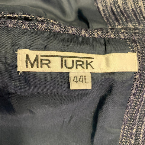MR. TURK Size 44 Long Navy Charcoal Woven Cotton Blend Sport Coat