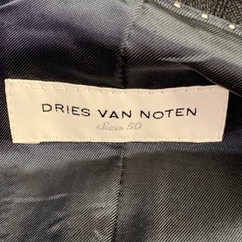 DRIES VAN NOTEN Size 40 Black Stripe Cotton Blend Notch Lapel Sport Coat