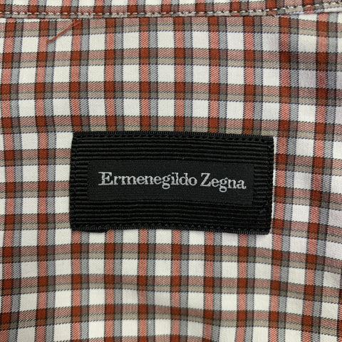ERMENEGILDO ZEGNA Size M Red White Plaid Long Sleeve Shirt
