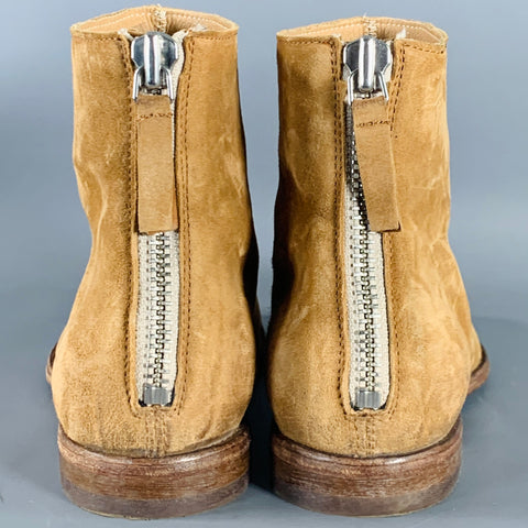 MOMA Size 7.5 Tan Suede Zip Up Ankle Boots